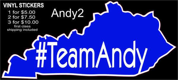 Kentucky #TeamAndy 2 Vinyl Sticker Decal