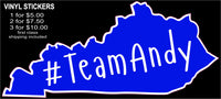 Kentucky #TeamAndy 1 Vinyl Sticker Decal